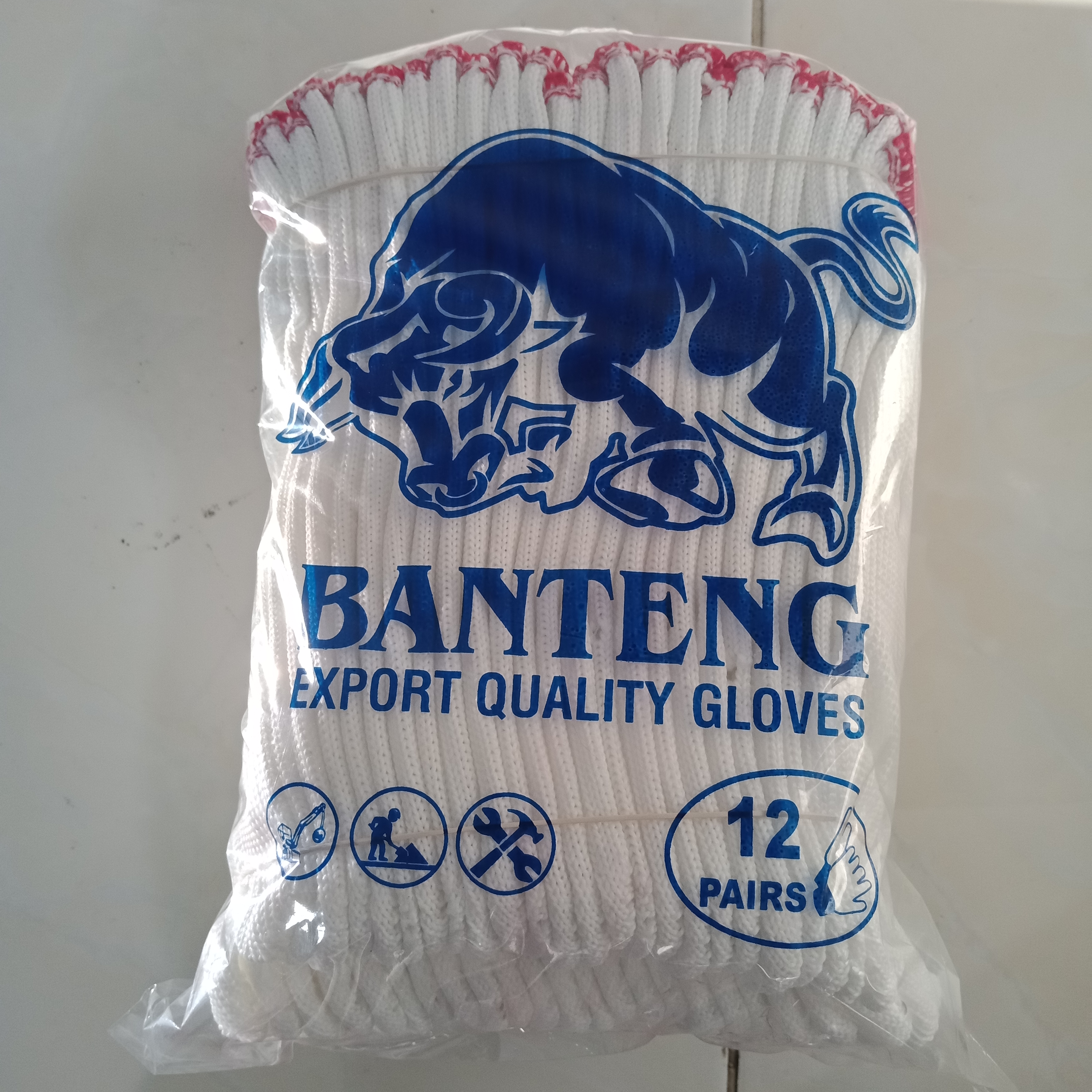 Working Gloves (Sarung tangan Nylon ) Banteng Biru