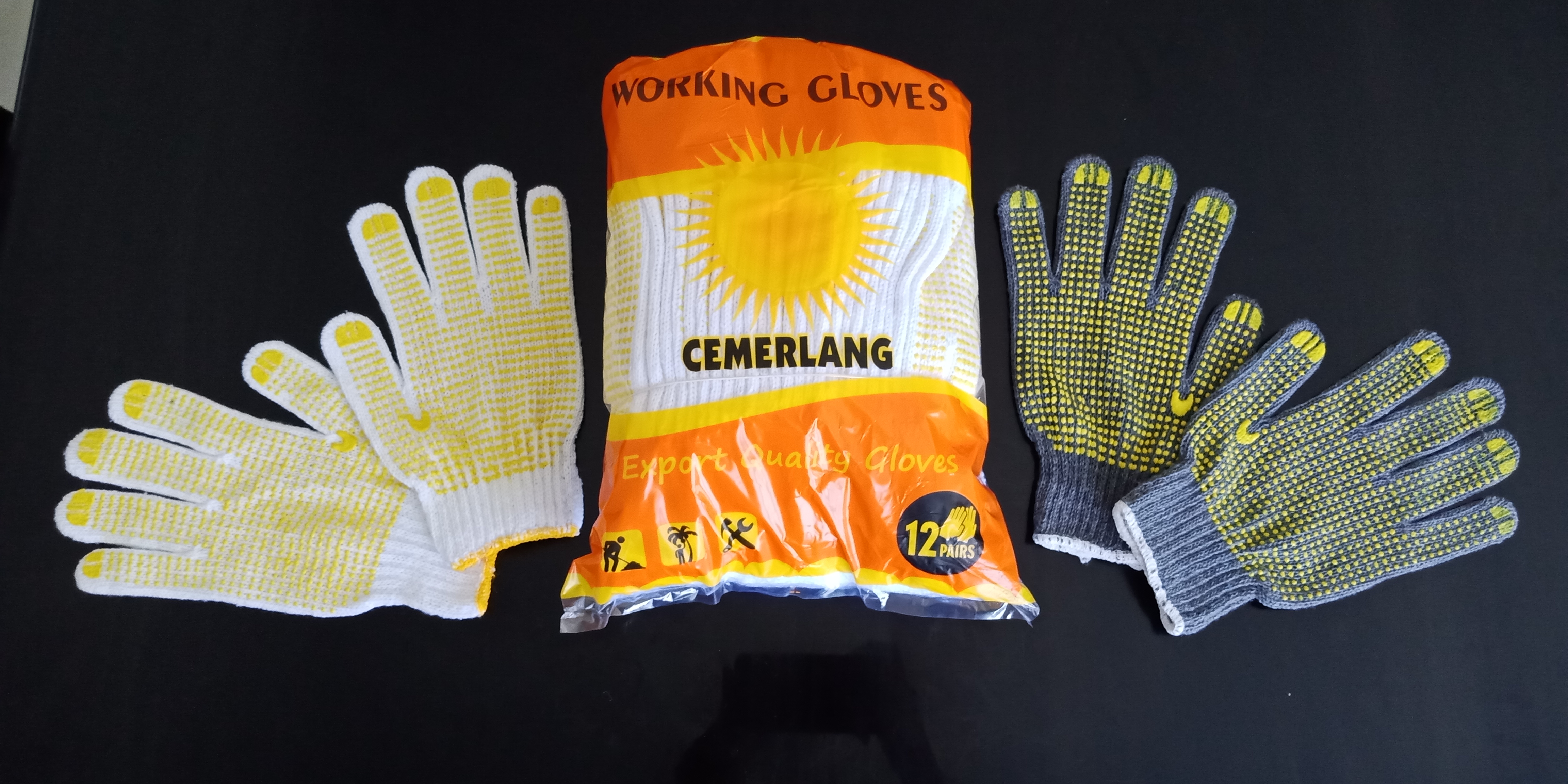Working Gloves (Sarung tangan Rajut) dengan Dotting merk Cemerlang