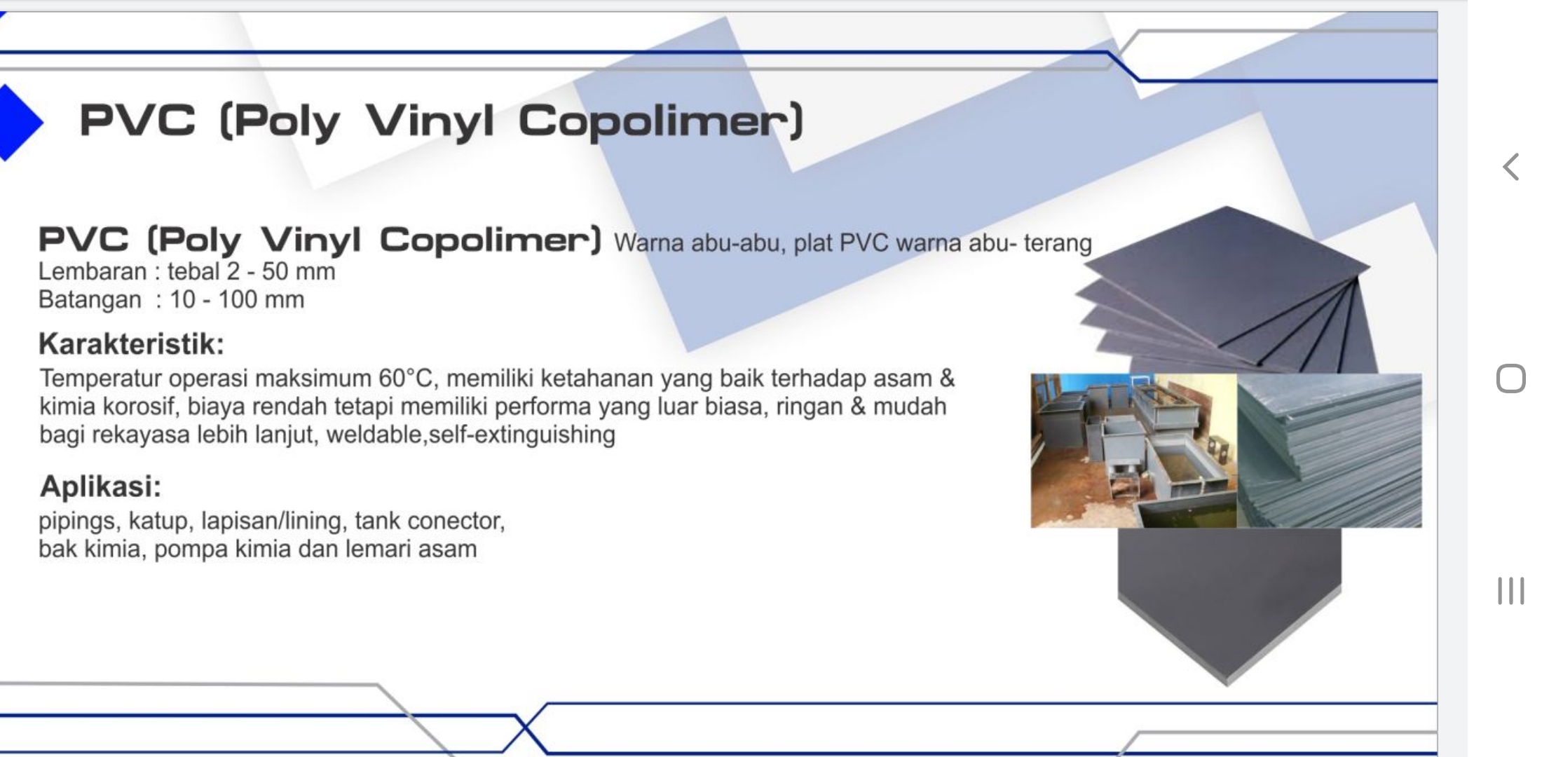 Plat Pvc ( poly vinyl Copolimer ) ketebalan 2mm - 50mm